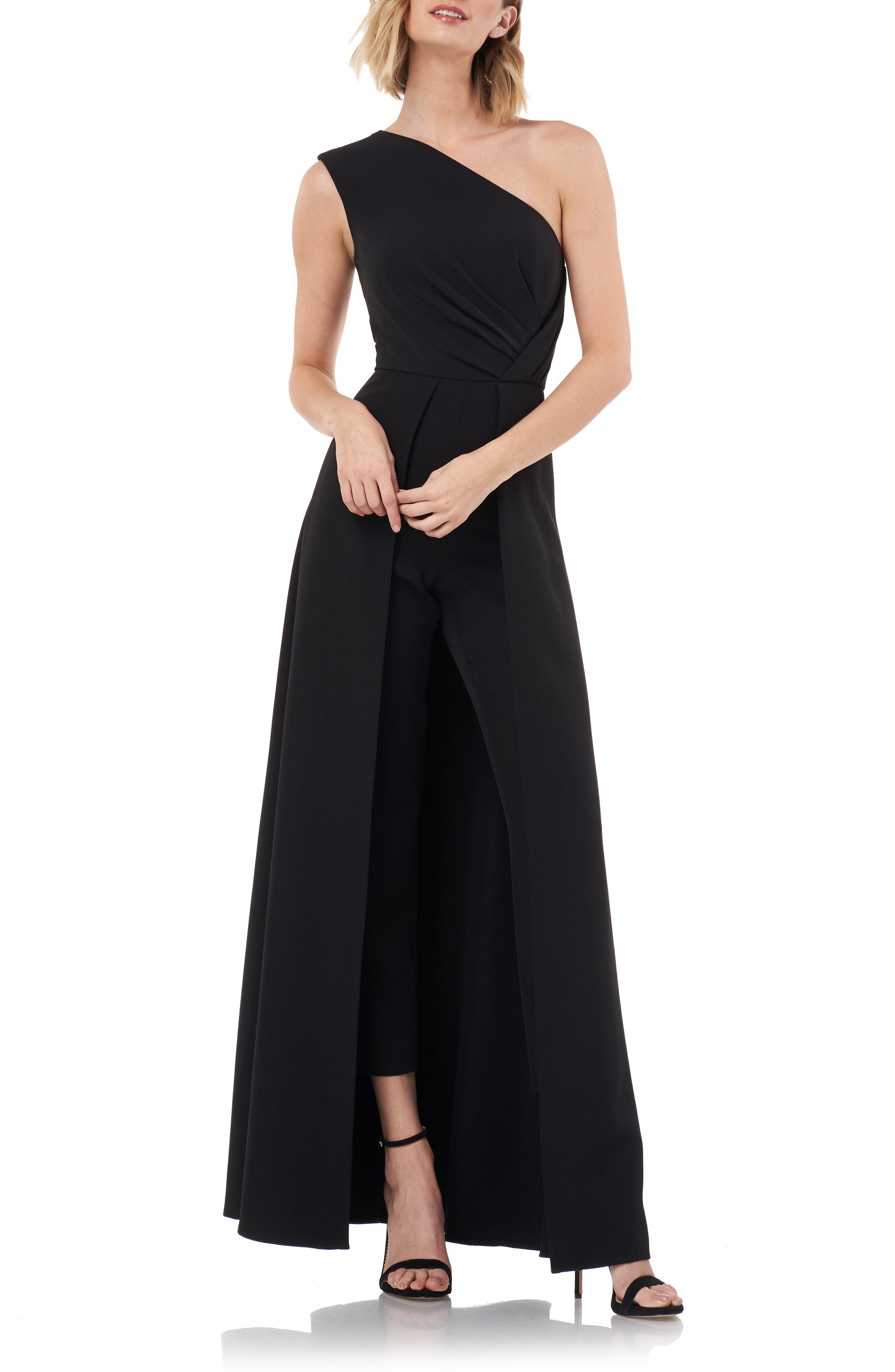 kay unger one shoulder jumpsuit