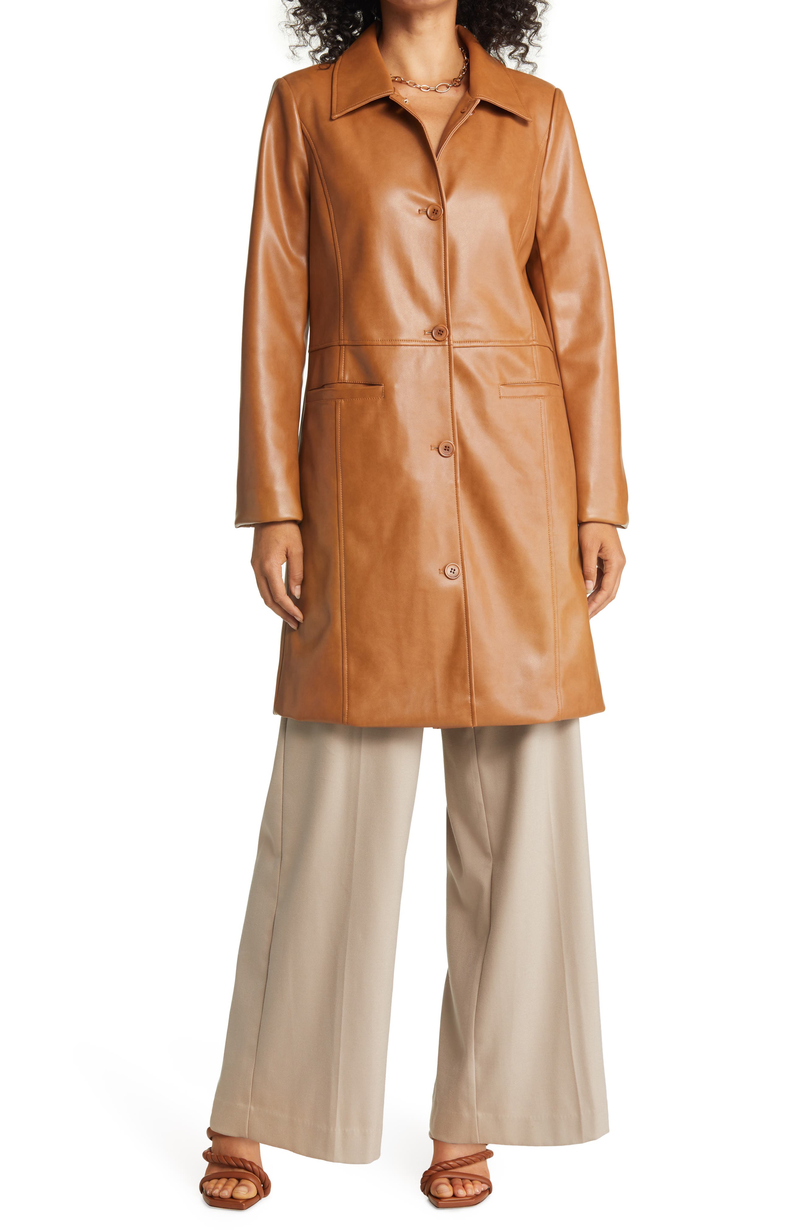 Halogen® Faux Leather Car Coat | Nordstrom