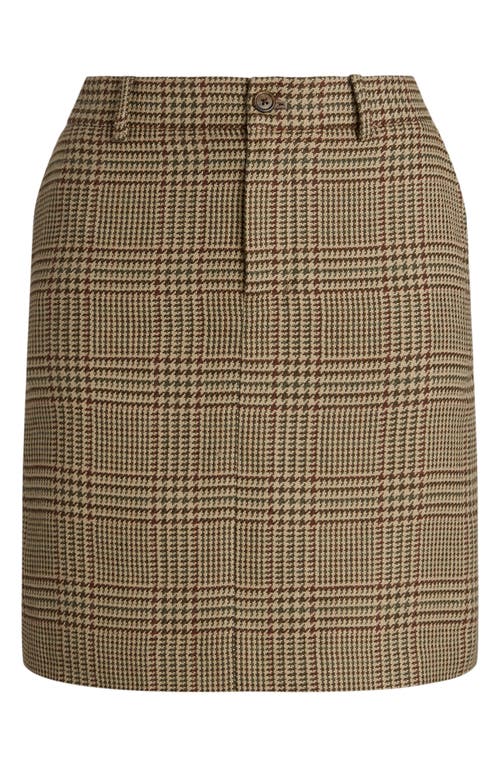 Shop Lauren Ralph Lauren Glen Plaid Tweed Pencil Miniskirt In Brown/tan Multi