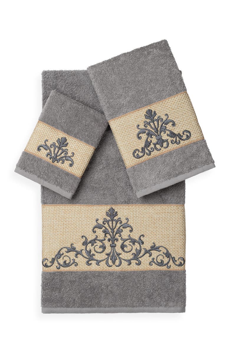 Linum Home Textiles Scarlet 3-Piece Embellished Towel Set - Dark Grey |  Nordstromrack