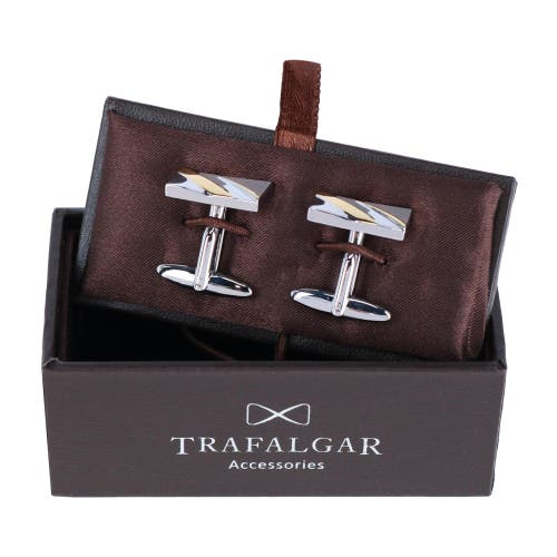Trafalgar Rhodium And Gold Detailed Cufflinks In Silver And Gold