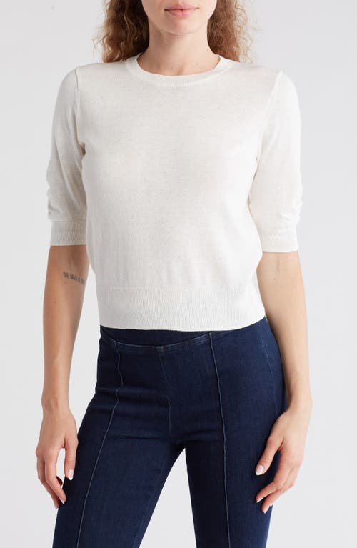 FRAME Gathered Short Sleeve Sweater Cream at Nordstrom,