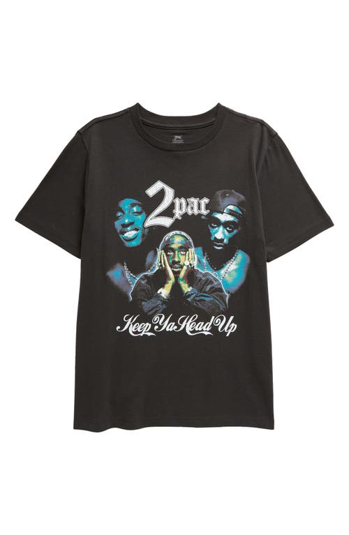 Shop Treasure & Bond Kids' Cotton Graphic T-shirt In Black Raven Tupac