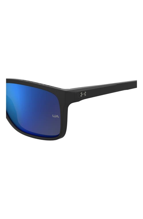 Under Armour 58mm Polarized Rectangular Sunglasses In Matte Black 2/grey Blue Polar