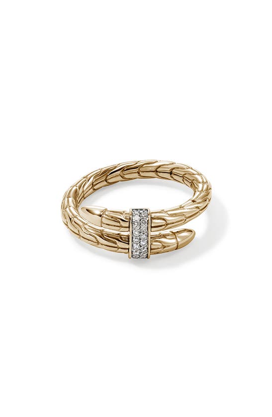 Shop John Hardy Spear Diamond Bypass Ring In Gold