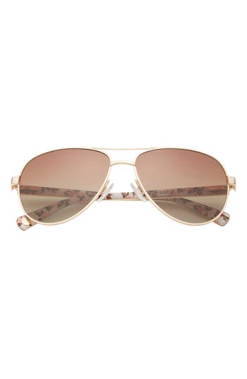 Ted Baker London 57mm Polarized Aviator Sunglasses In Brown