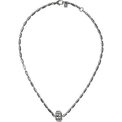 Sterling Silver G-Cube Necklace With Crystal