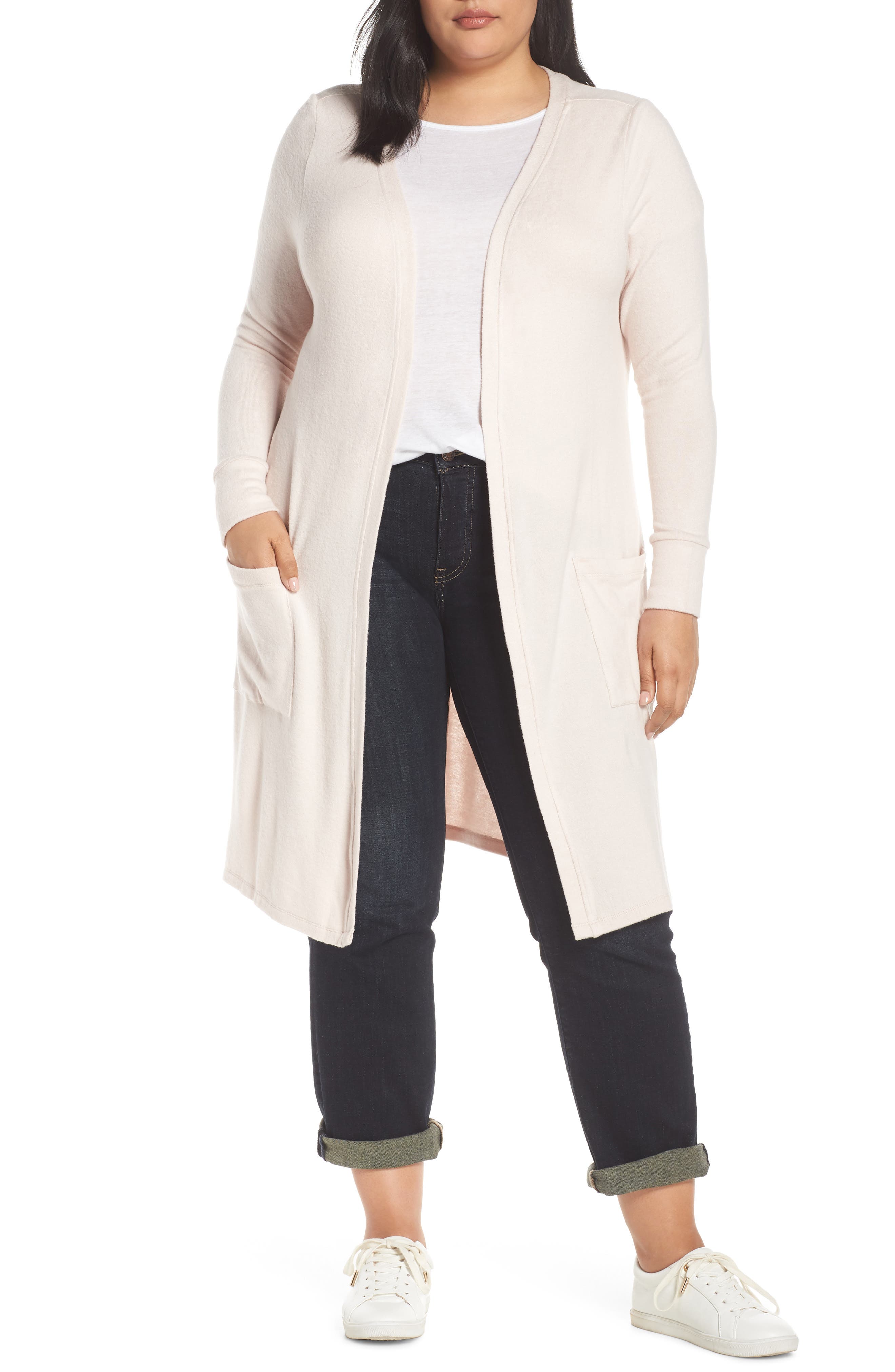 Plus Size Lemon Tart Annabelle Duster Long Cardigan, Pink