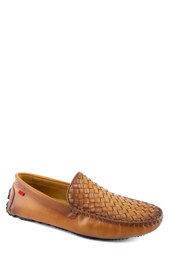 Marc Joseph New York Spring Street Woven Leather Driving Loafer In Cognac Basket Napa
