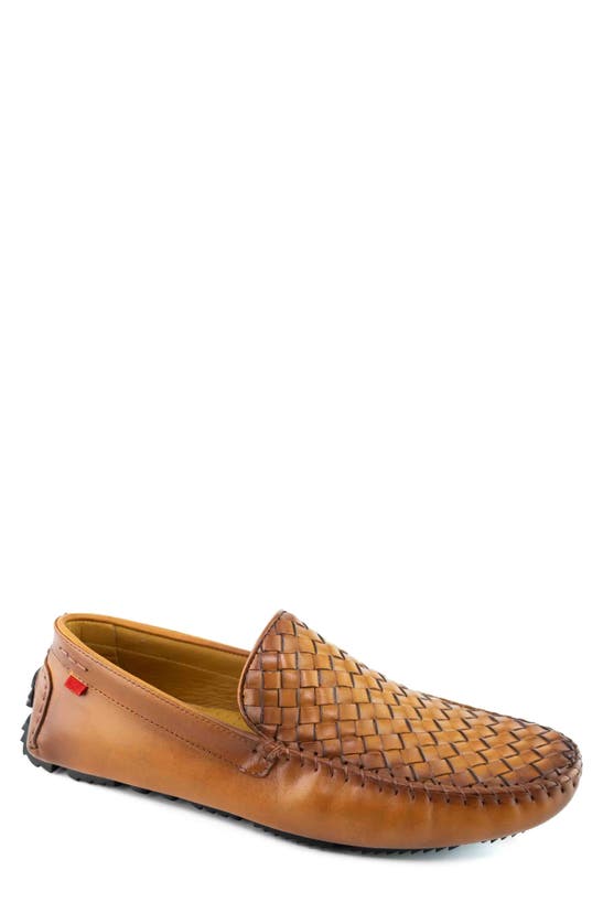 Shop Marc Joseph New York Spring Street Woven Leather Driving Loafer In Cognac Basket Napa