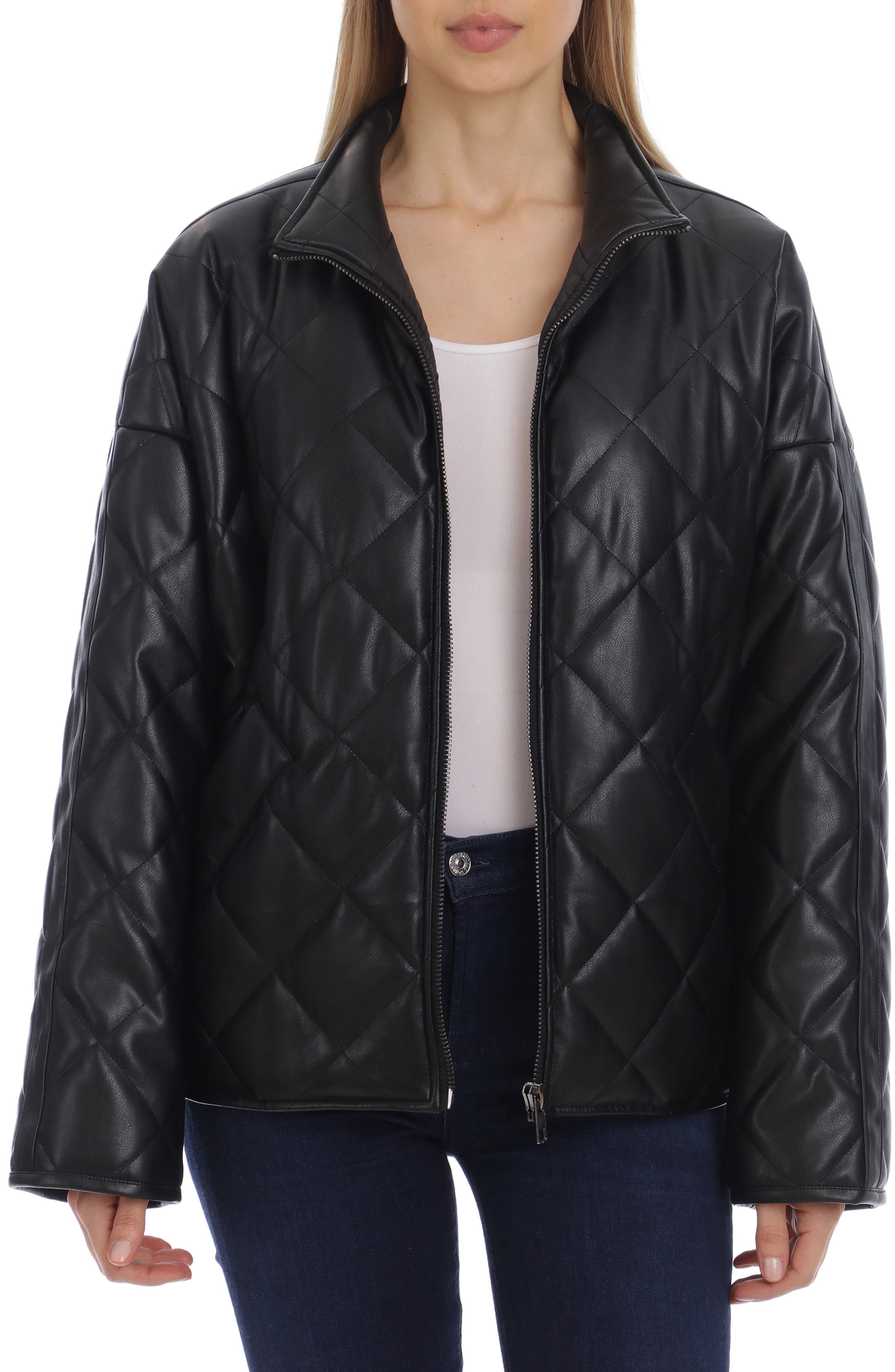 quilted faux leather jacket