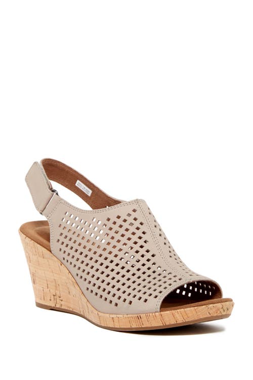 Briah Perforated Wedge Sandal - Wide Width Available in Tan