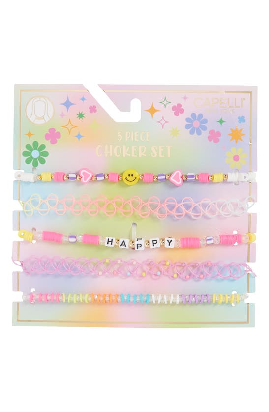 Shop Capelli New York Kids' Assorted 5-pack Choker Set In Pink Multi