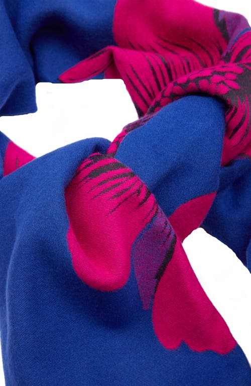 Saachi Floral Reversible Scarf In Dark Blue