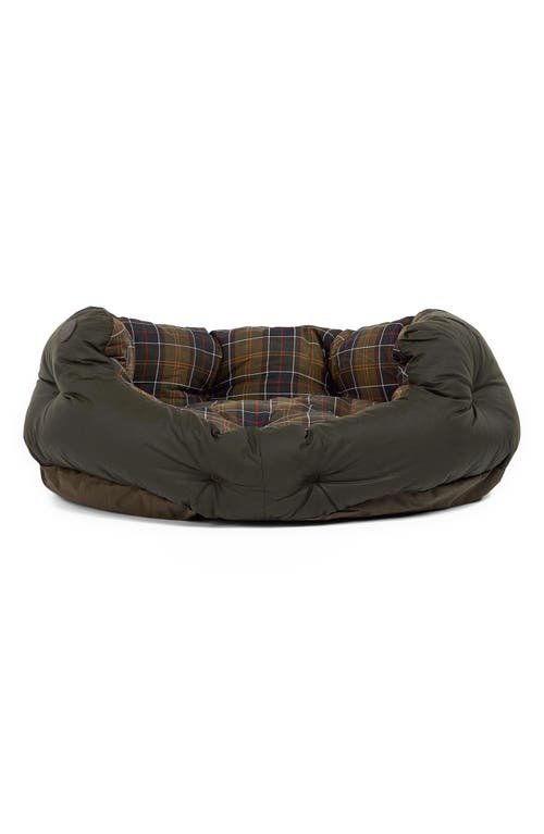 Barbour Waxed Cotton Dog Bed in Classic Tartan/Olive at Nordstrom