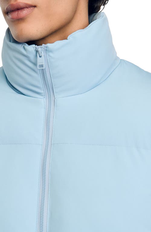 Shop Sandro Oversized Puffer Jacket In Sky Blue