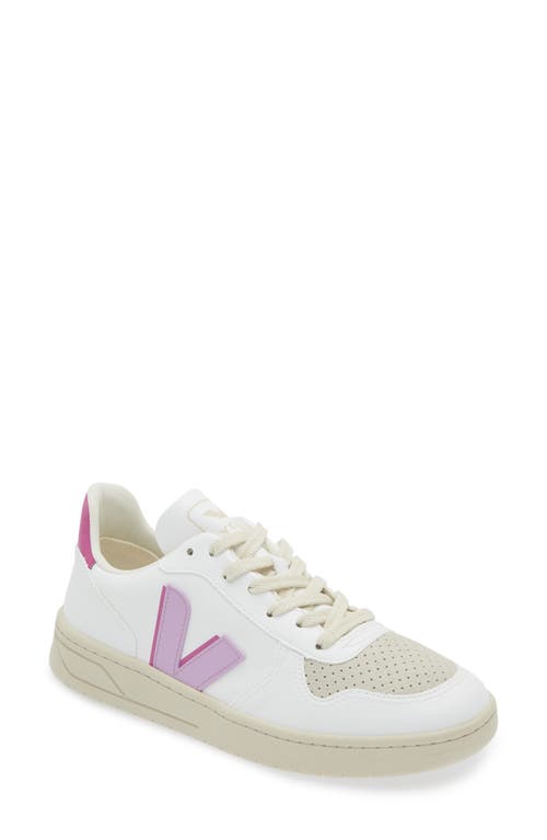 Veja V10 Womens Comfort Insole Faux Leather Running & Training Shoes In White/orchid