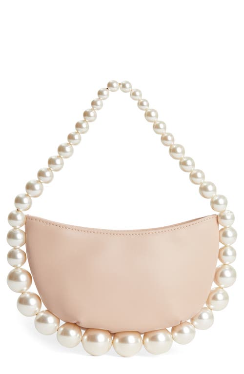 L'alingi Eternity Imitation Pearl Top Handle Leather Bag in Beige