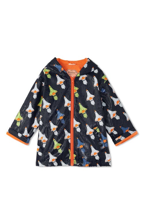 Shop Hatley Kids' Space Shuttle Water Resistant Rain Jacket In Black