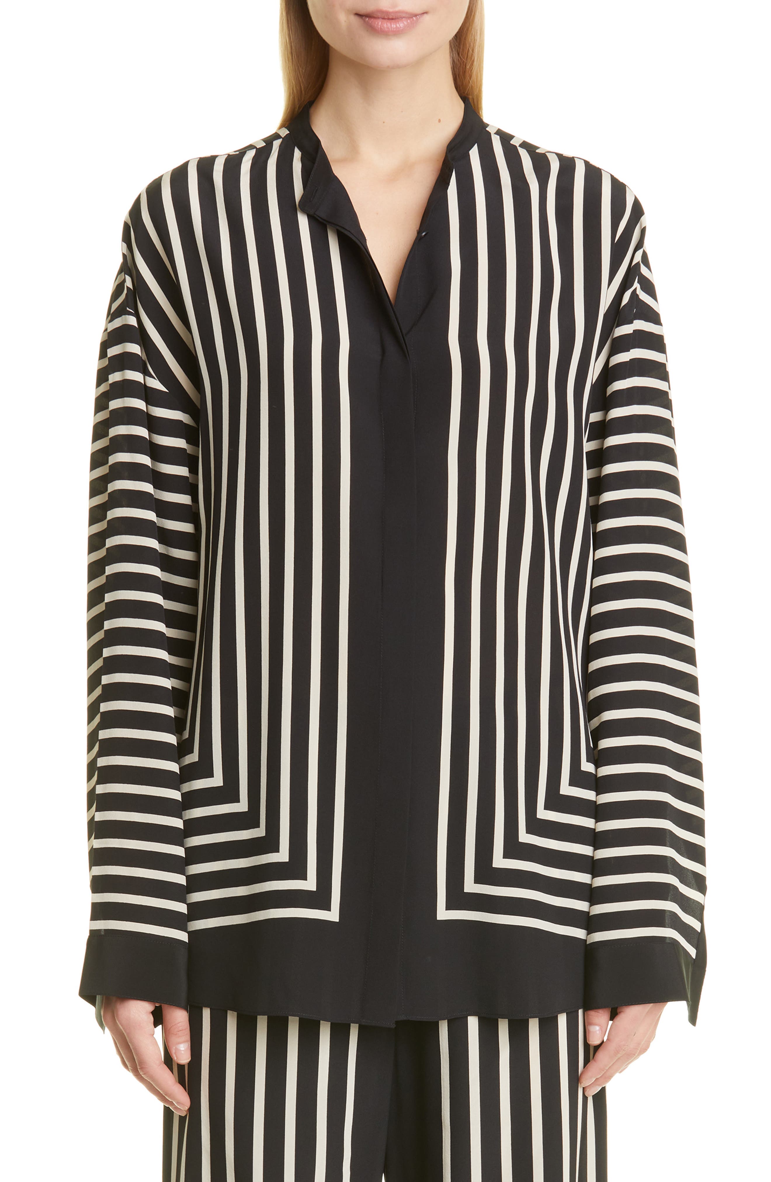 Totême Stripe Silk ButtonUp Shirt Nordstrom