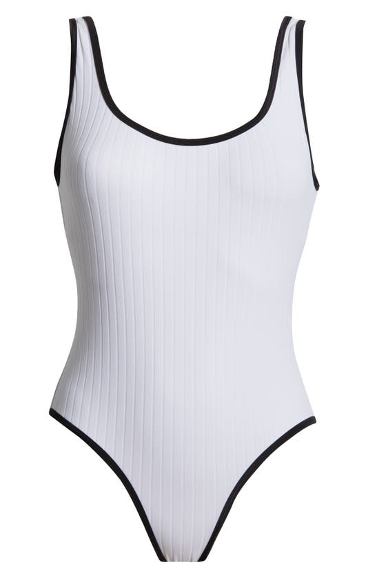 Shop Solid & Striped Annemarie Rib One-piece Swimsuit In Marshmallow