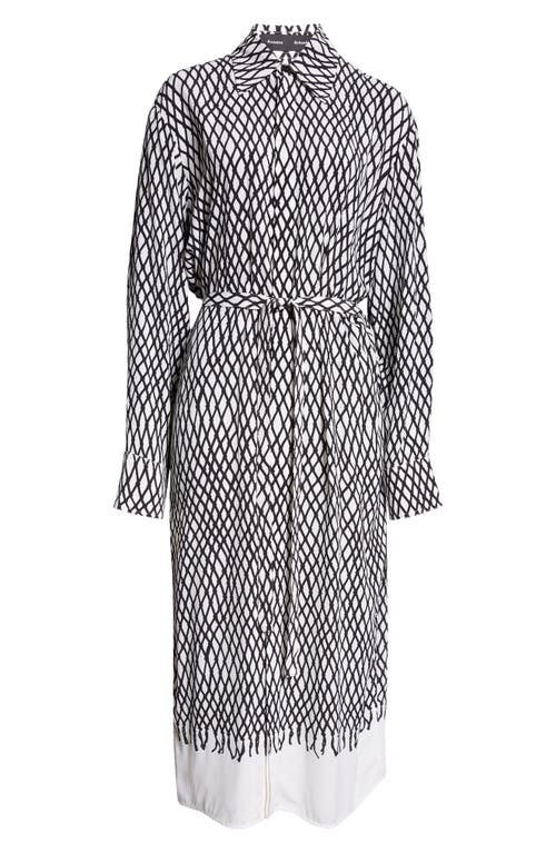 Shop Proenza Schouler Bailey Net Print Long Sleeve Crepe Midi Shirtdress In Off White Multi