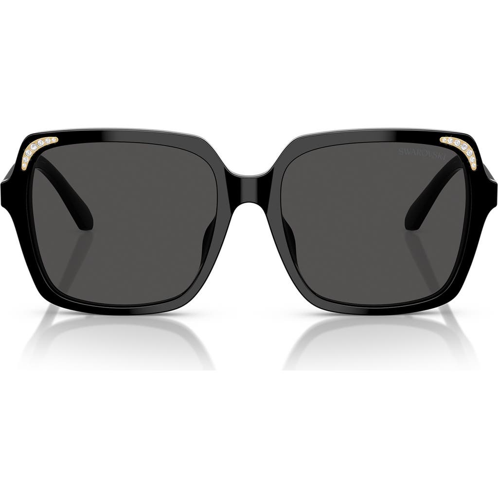 Swarovski 56mm Square Sunglasses In Black