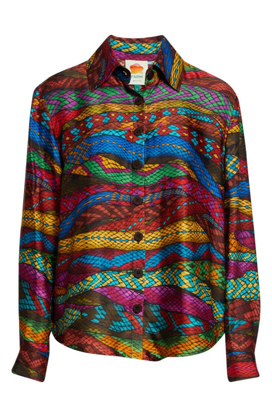 Shop Farm Rio Mirage Snake Print Button-up Shirt In Mirage Multicolor