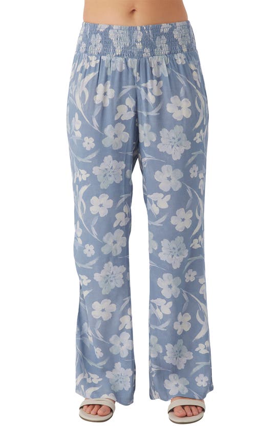 Shop O'neill Johnny Emilia Floral Smocked Waist Pants In Infinity