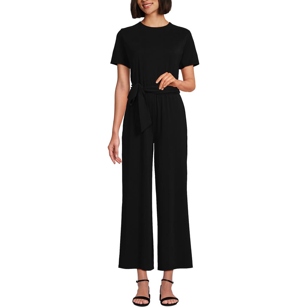 LANDS' END LANDS' END CUPRO TIE WAIST JUMPSUIT