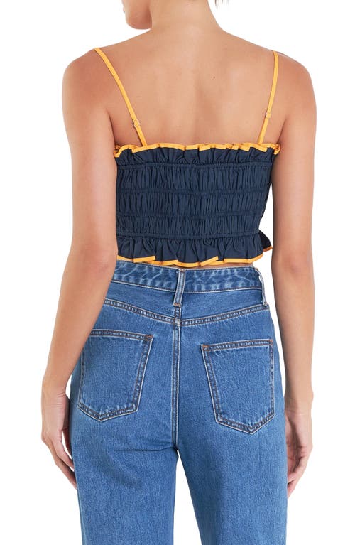 ENGLISH FACTORY ENGLISH FACTORY COLORBLOCK LINEN BLEND CROP CAMISOLE