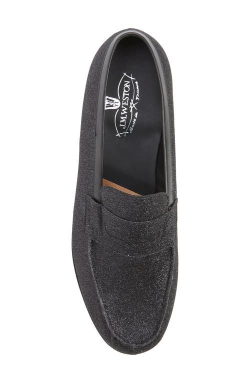 Jm Weston Animation Noel 180 Metallic Glitter Penny Loafer In Black