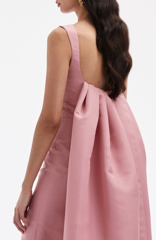 Oscar De La Renta Draped Back Faille Gown In Salmon