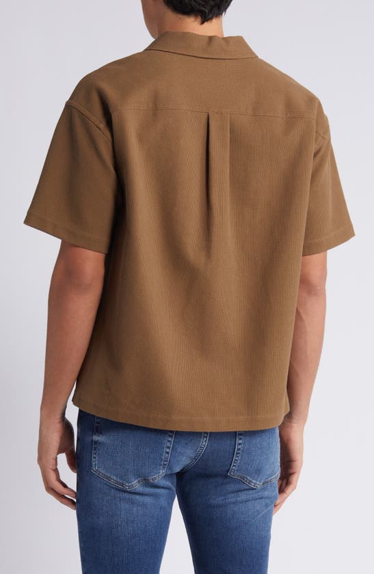 Shop Frame Textured Short Sleeve Button-up Shirt In Dark Beige
