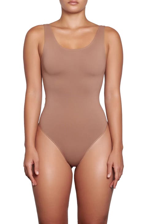 Women's Short Sleeve Bodysuit Round Neck Thong Bodysuit Tummy