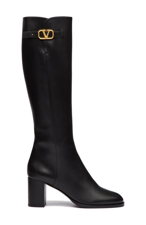 Shop Valentino Garavani Vlogo Signature Knee High Boot In Nero