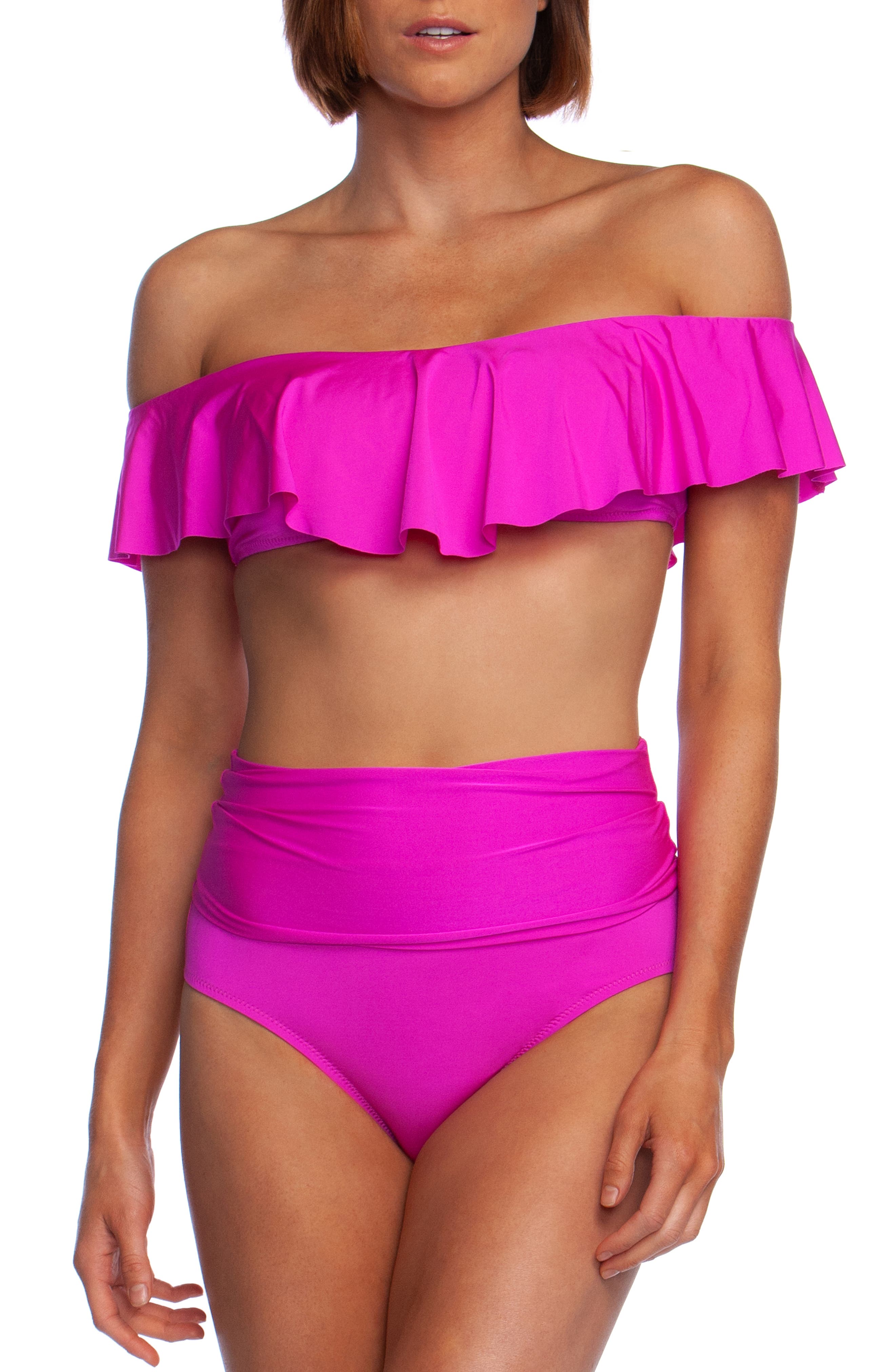 Trina Turk Off The Shoulder Bandeau Bikini Top, Pink