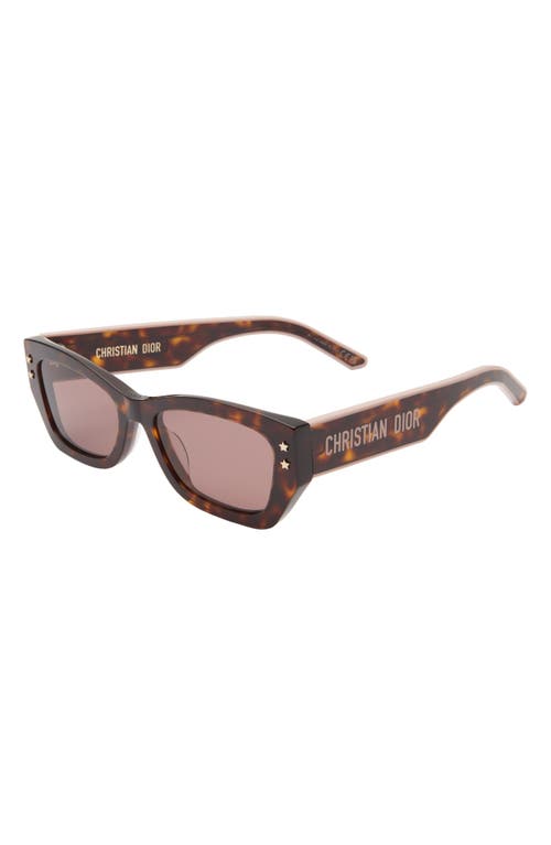 Shop Dior 'pacific S2u 53mm Square Sunglasses In Dark Havana/bordeaux