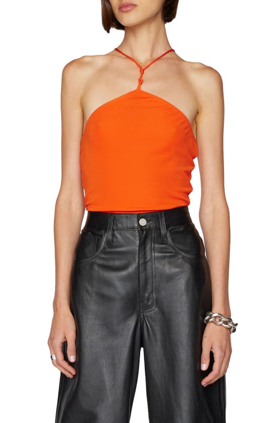 Frame Delicate Knot Bodysuit In Mandarin