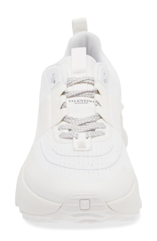 Shop Valentino Rockstud Knit Sneaker In Bianco