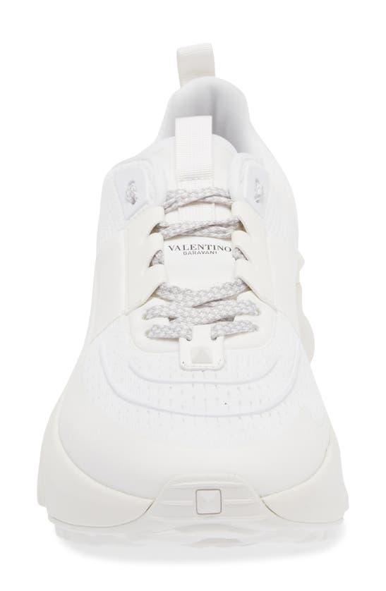 Shop Valentino Garavani Rockstud Knit Sneaker In Bianco