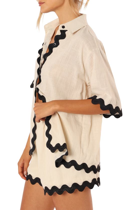 Petal And Pup Petal & Pup Wilson Rickrack Trim Cotton Shirt & Shorts Set In Neutral