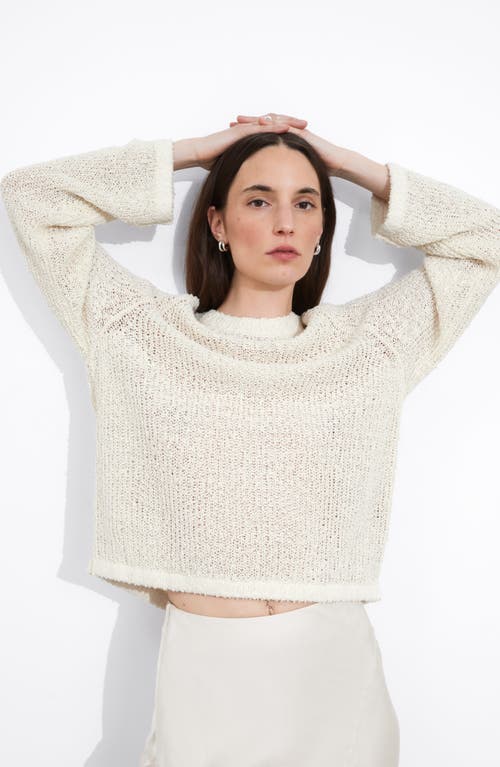 Shop & Other Stories Silk & Cotton Boxy Sweater In White Dusty Light