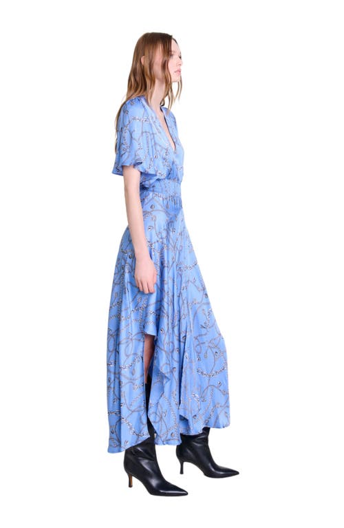 Shop Maje Patterned Maxi Dress In Blue Chain Print