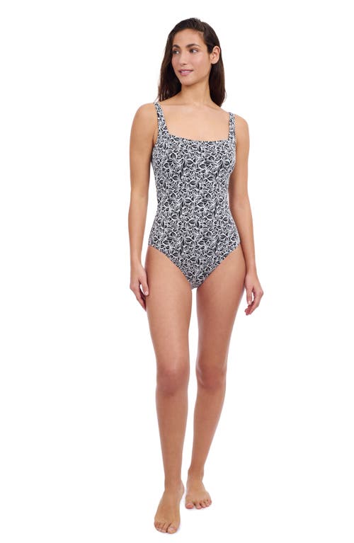 Profile By Gottex Plumeria Underwire Square Neck One Piece In Blue