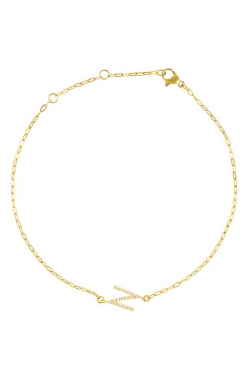 Adornia Pavé Cubic Zirconia Initial Anklet In Gold-n