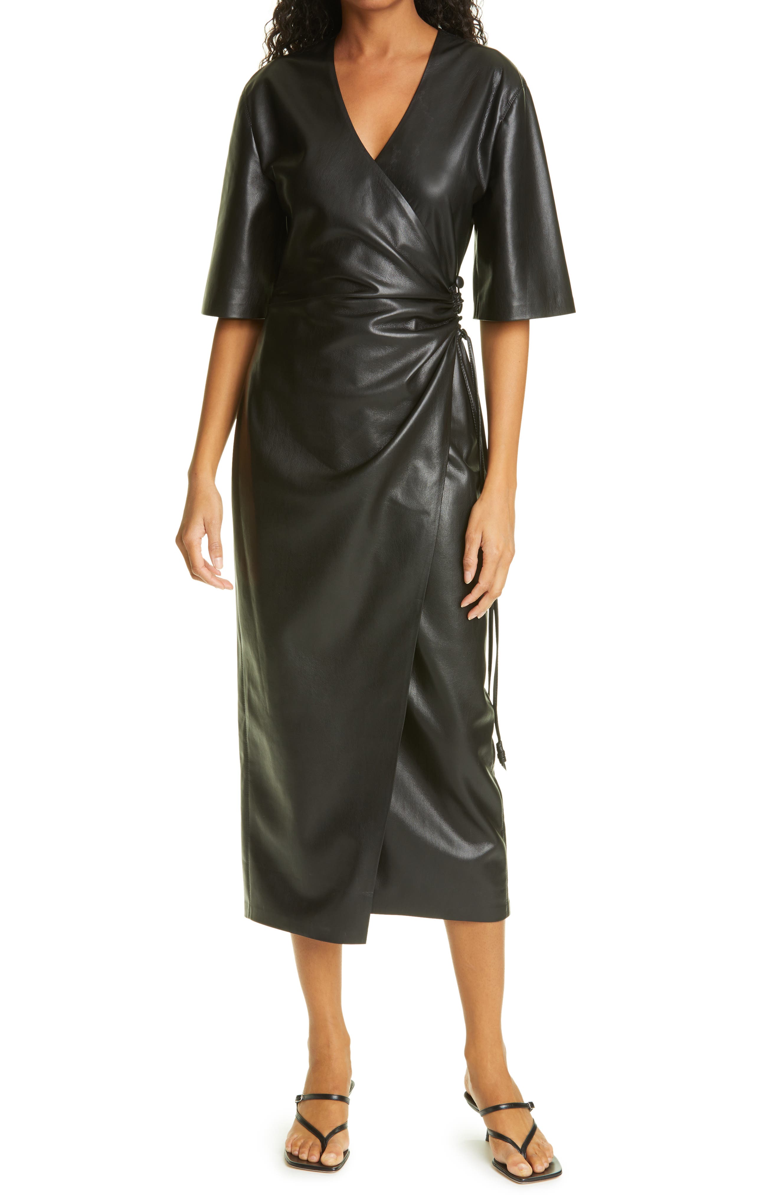 leather wrap dress