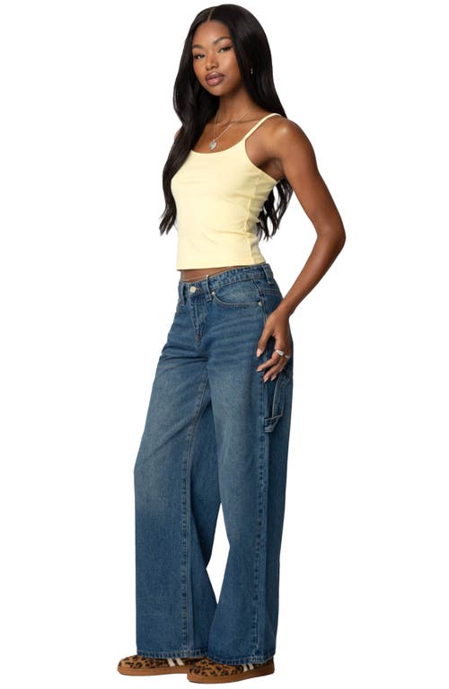 Shop Edikted Deanna Stretch Cotton Crop Camisole In Yellow