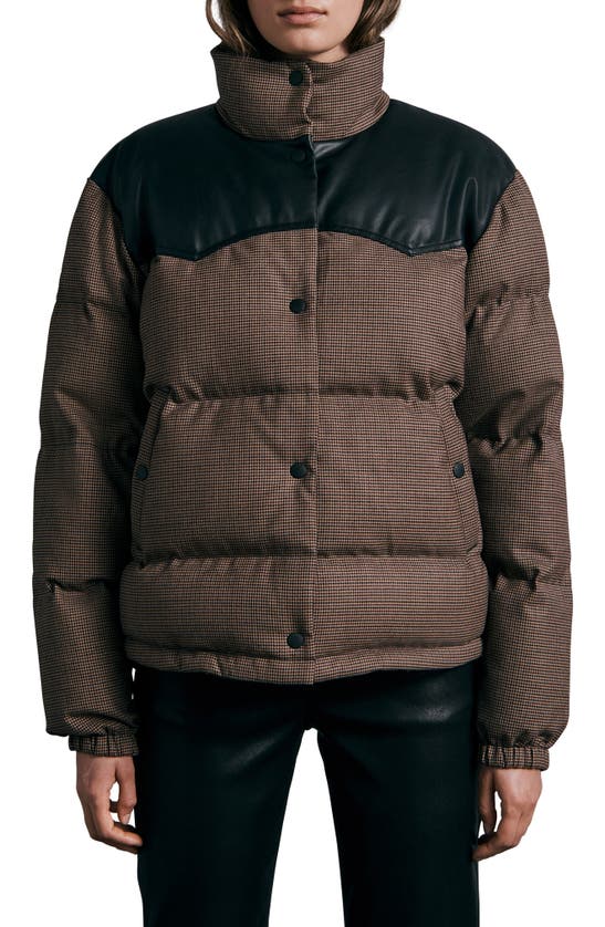 Rag & Bone Brown Cal Houndstooth Down Jacket In Brownchk