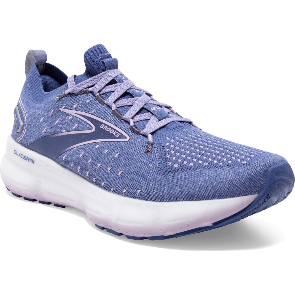 Shop Brooks Glycerin Stealthfit 20 Running Shoe In Blue/pastel Lilac/white
